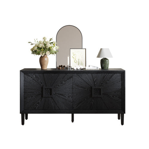 60 Premium Rustic Farmhouse Credenza Sunburst Door - View 3