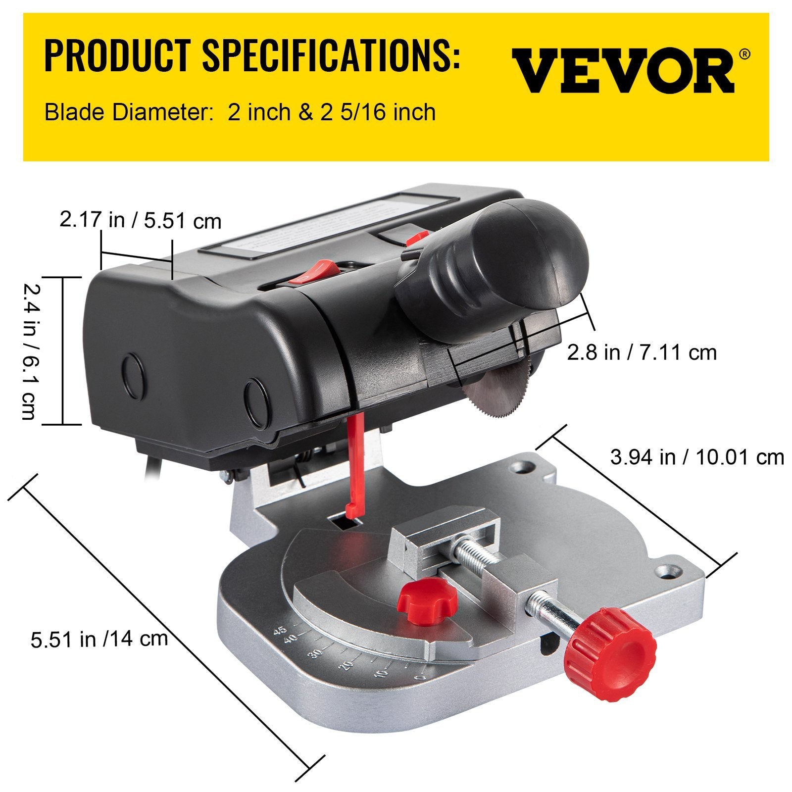 VEVOR Mini Benchtop Miter Cut-Off Saw, 2 Blades — Hobby & Craft