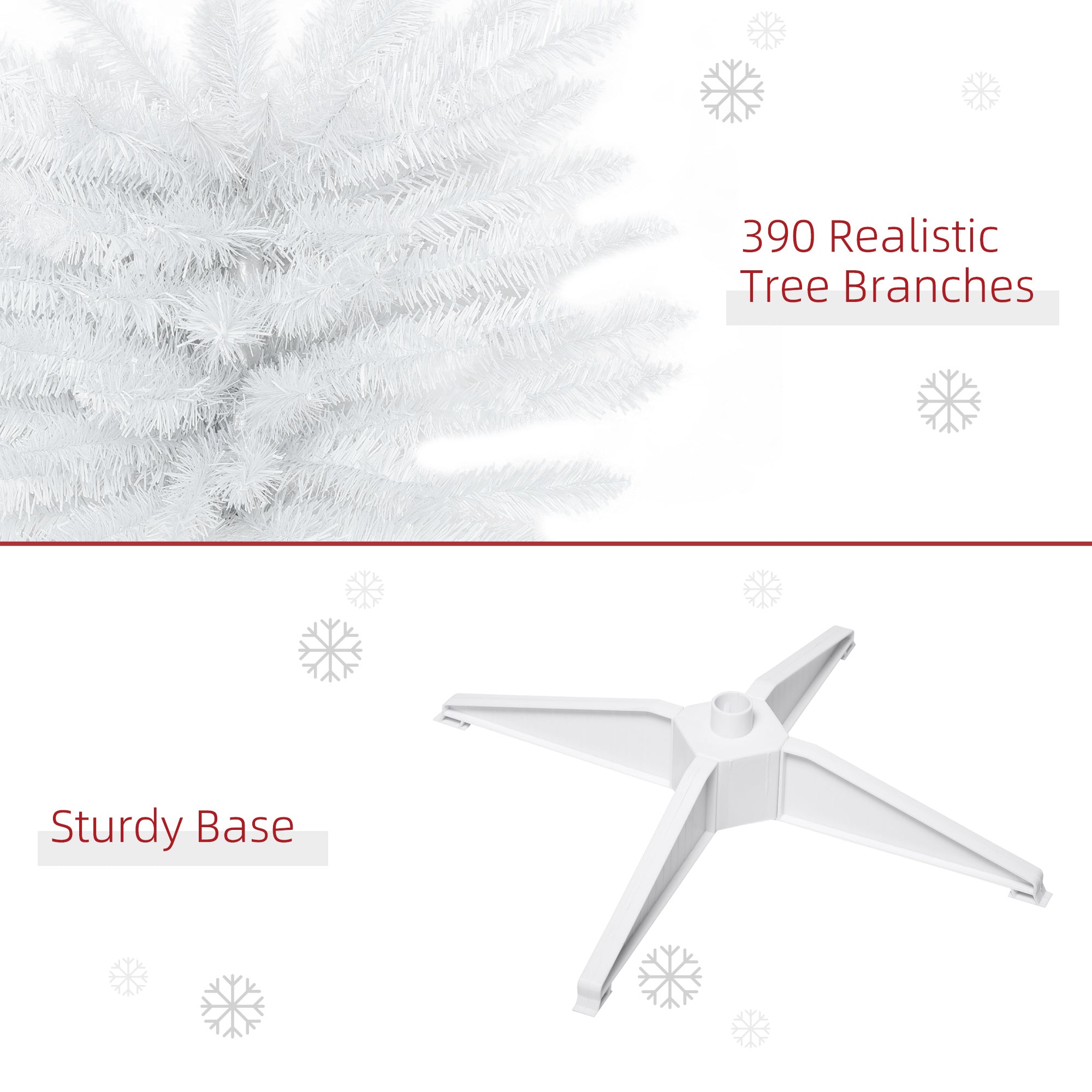 6ft White Christmas Tree, Slim Xmas Tree With Full Appearance, PVC 390 Branch Tips And Metal Stand, Artificial Christmas Tree, White