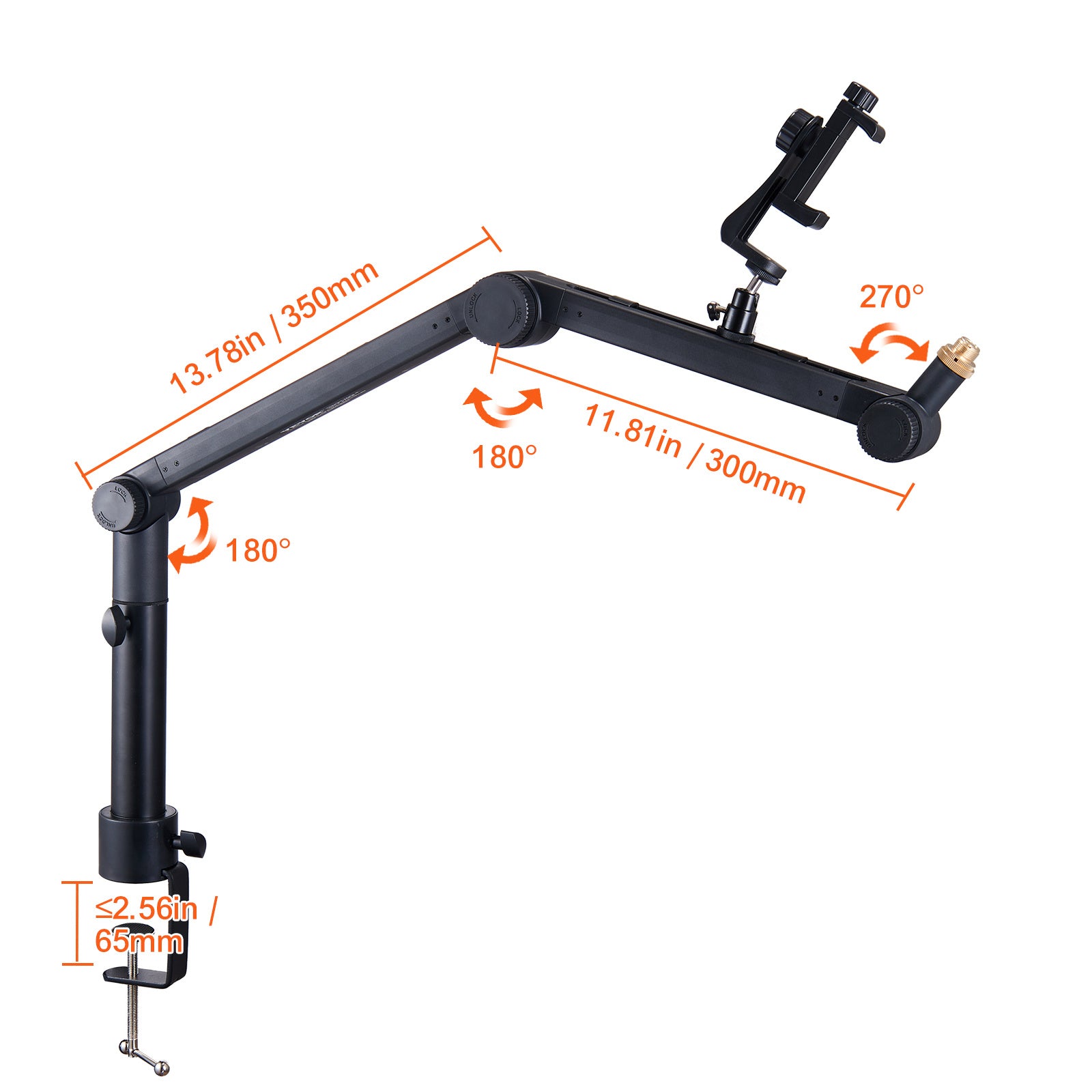 VEVOR Microphone Boom Arm with Desk Mount — Rotatable Adjustable Mic Stand