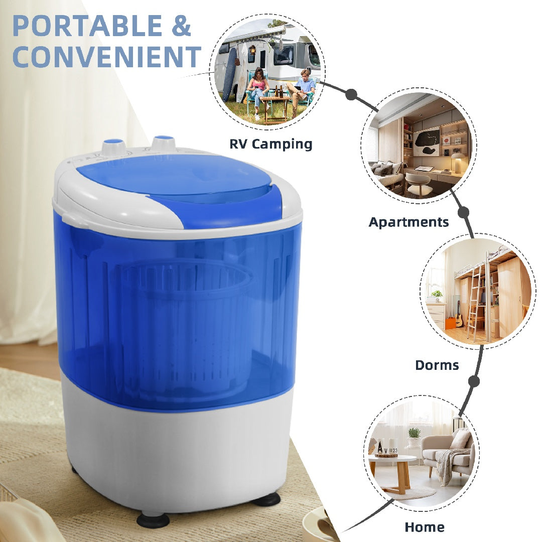 Portable Mini Washer with Spin Dryer — 5.5 lb Capacity (Compact for Apartments, RVs & Dorms)