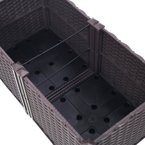 Deep Raised Garden Bed Plastic Planter Boxes For Vegetables Flowers Herbs And Succulents, Self-Watering Planter Box Raised Bed, 31.5" L x 15.7" D x 14.7" H