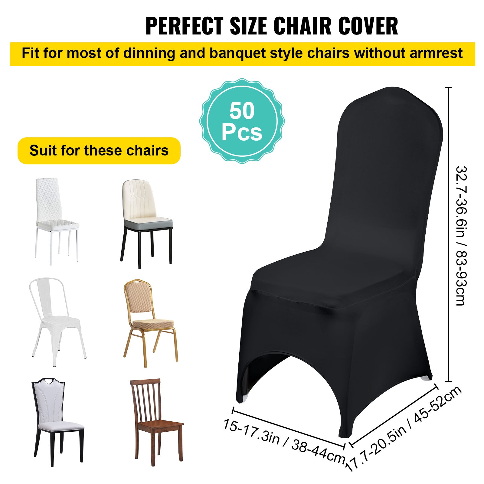 VEVOR Stretch Spandex Folding Chair Covers — Universal Black (50pcs)