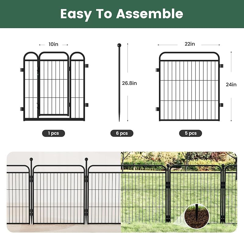 Gardner Pet Dog Fence — Foldable Indoor & Outdoor Playpen for Small & Medium Dogs with Gravity Automatic Lock