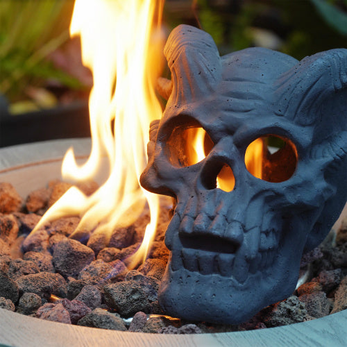CYDD Refractory Fireproof Skull Gas Log — Firepit, Fireplace & Halloween Decor