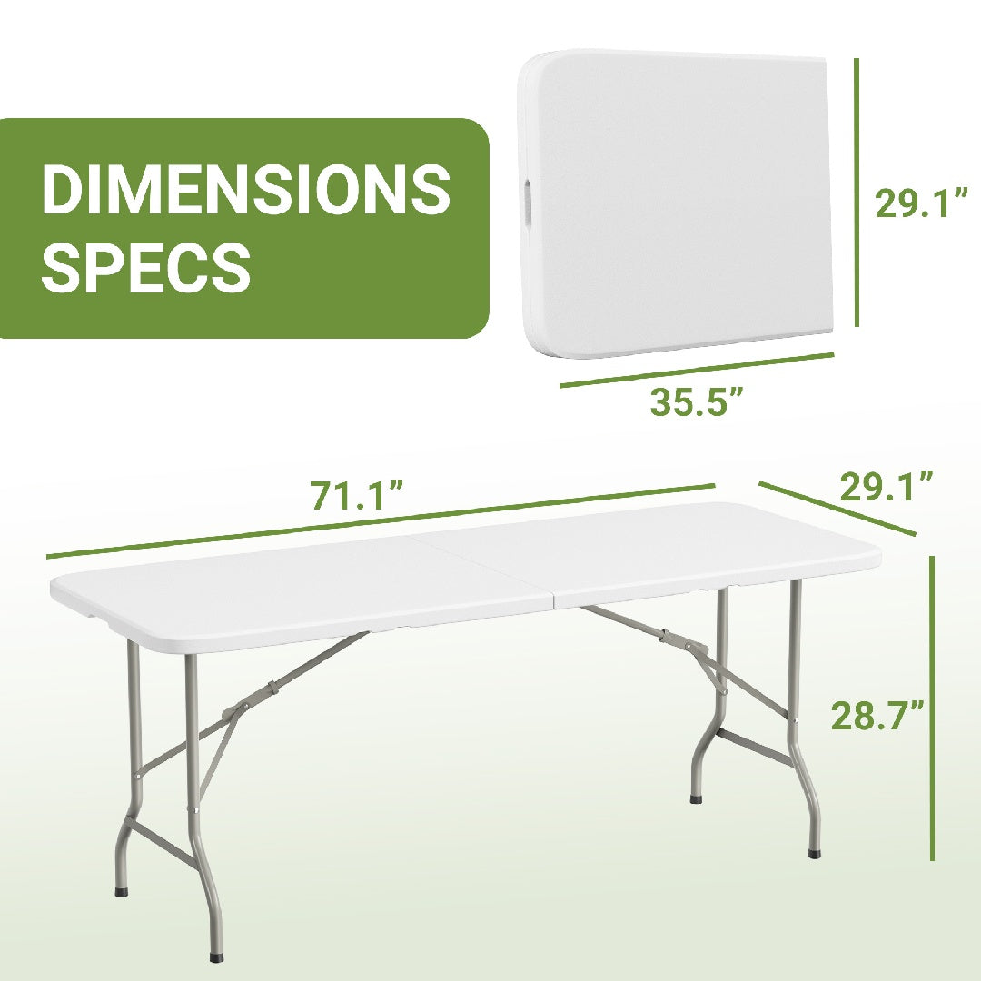 yuting 6ft Heavy Duty Folding Semi-Utility Table – Portable Indoor/Outdoor