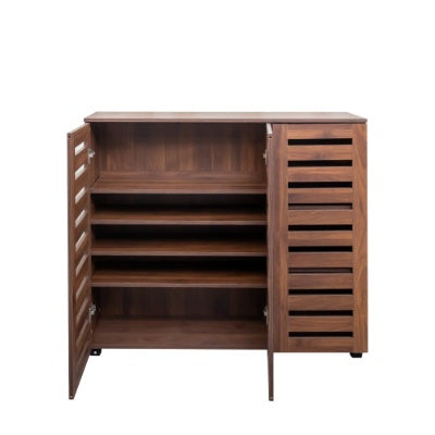 Shoe Cabinet, 5-Tier Wooden Shoe Storage Cabinet with Adjustable Shelves - Walnut