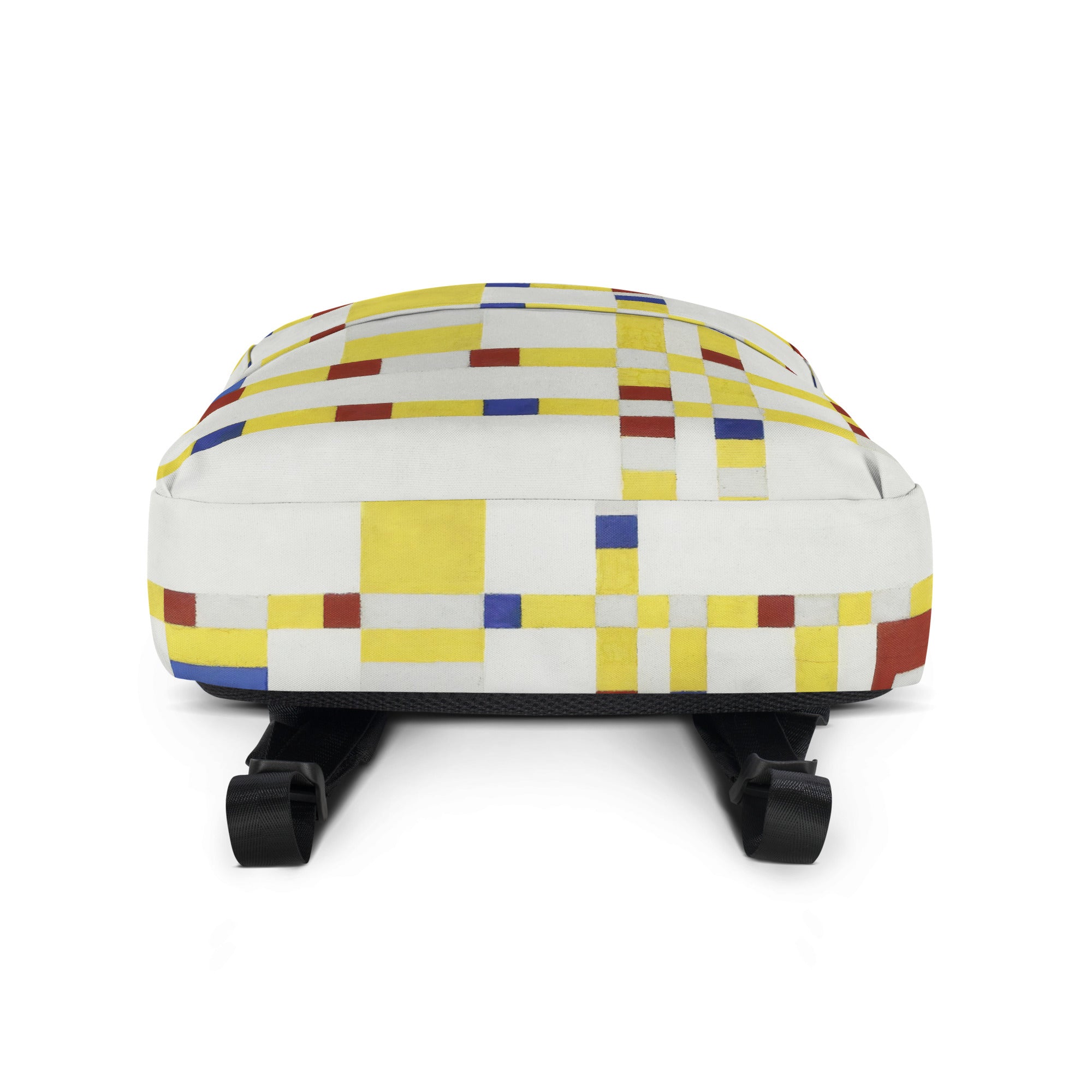 Coocosh Broadway Boogie Woogie backpack in vibrant geometric design, featuring ergonomic straps for comfort and a spacious laptop compartment, perfect for stylish urban living or daily adventures, ensuring you win from any angle.