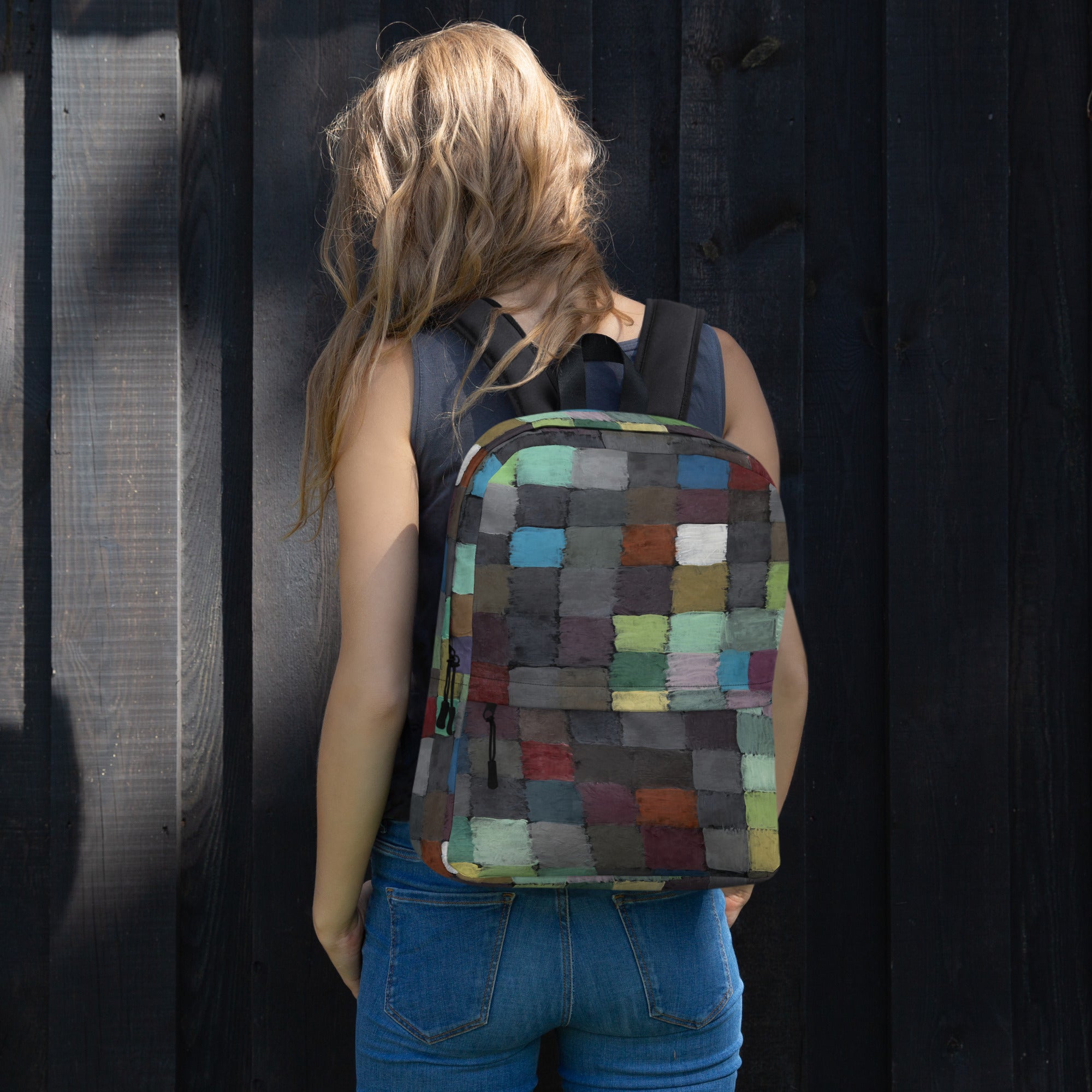 Coocosh vibrant patchwork backpack, expertly crafted from water-resistant polyester, designed for your dynamic lifestyle. Perfect for daily commutes or athletic adventures, it combines spacious functionality with stylish flair—redefining travel from any angle.