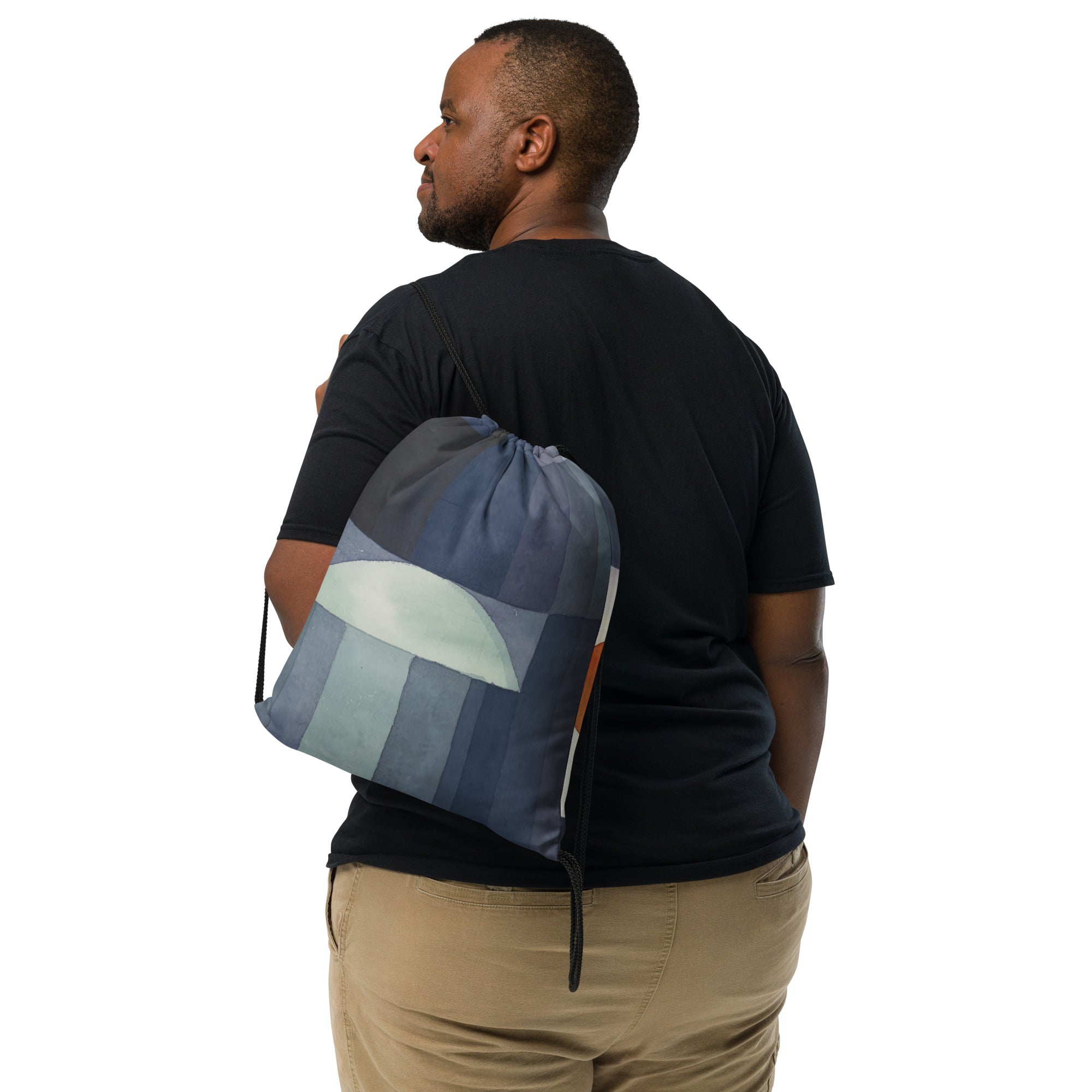 Coocosh abstract geometric drawstring bag, crafted from 100% polyester for durability and style, effortlessly merges fashion and function, while offering versatile comfort for adventurers on the go. Perfect for urban excursions or spontaneous outings.