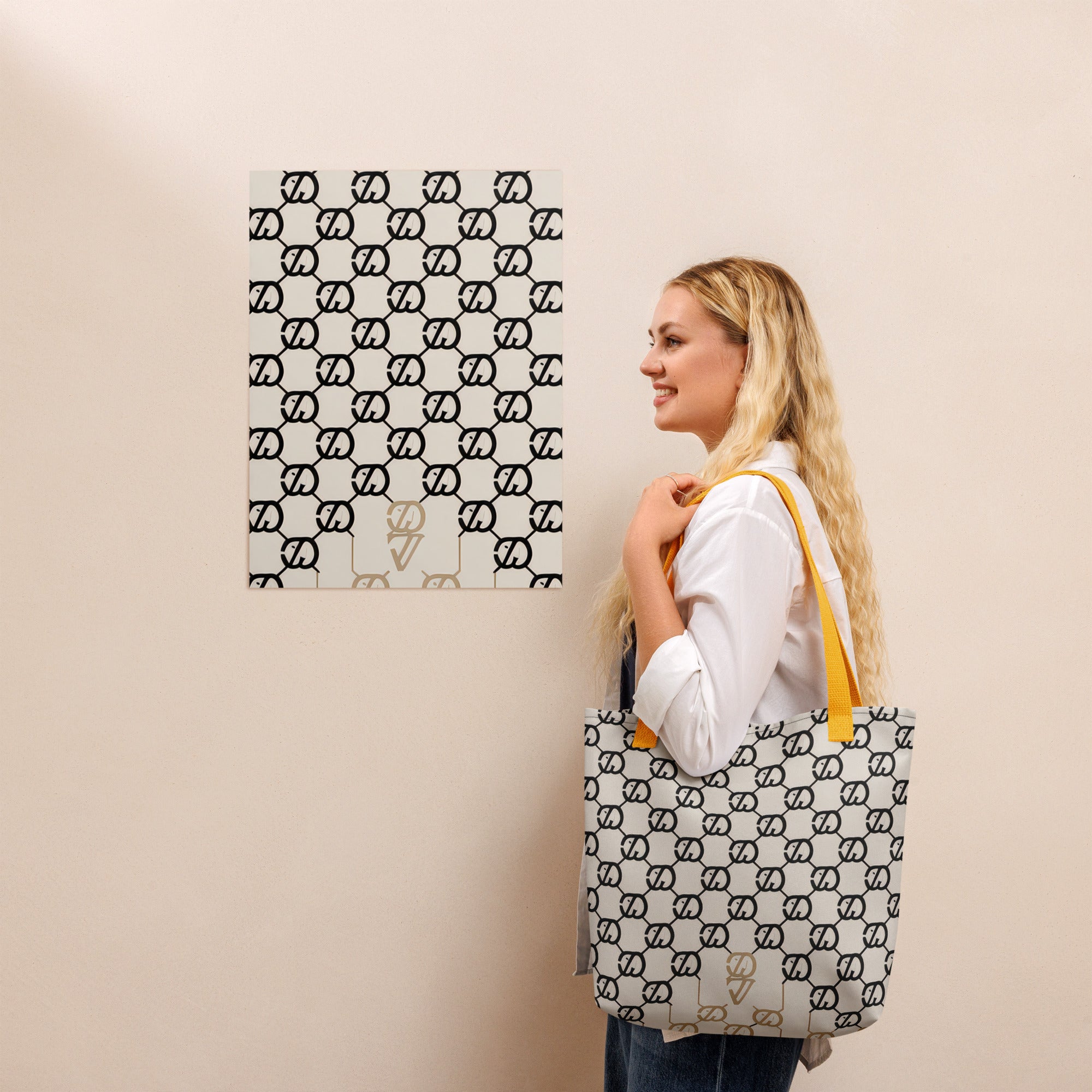 Coocosh Elite Cipher tote bag, adorned with a striking pattern, effortlessly merges style and function, perfect for elevating everyday outings or showcasing unique artistry in casual spaces.