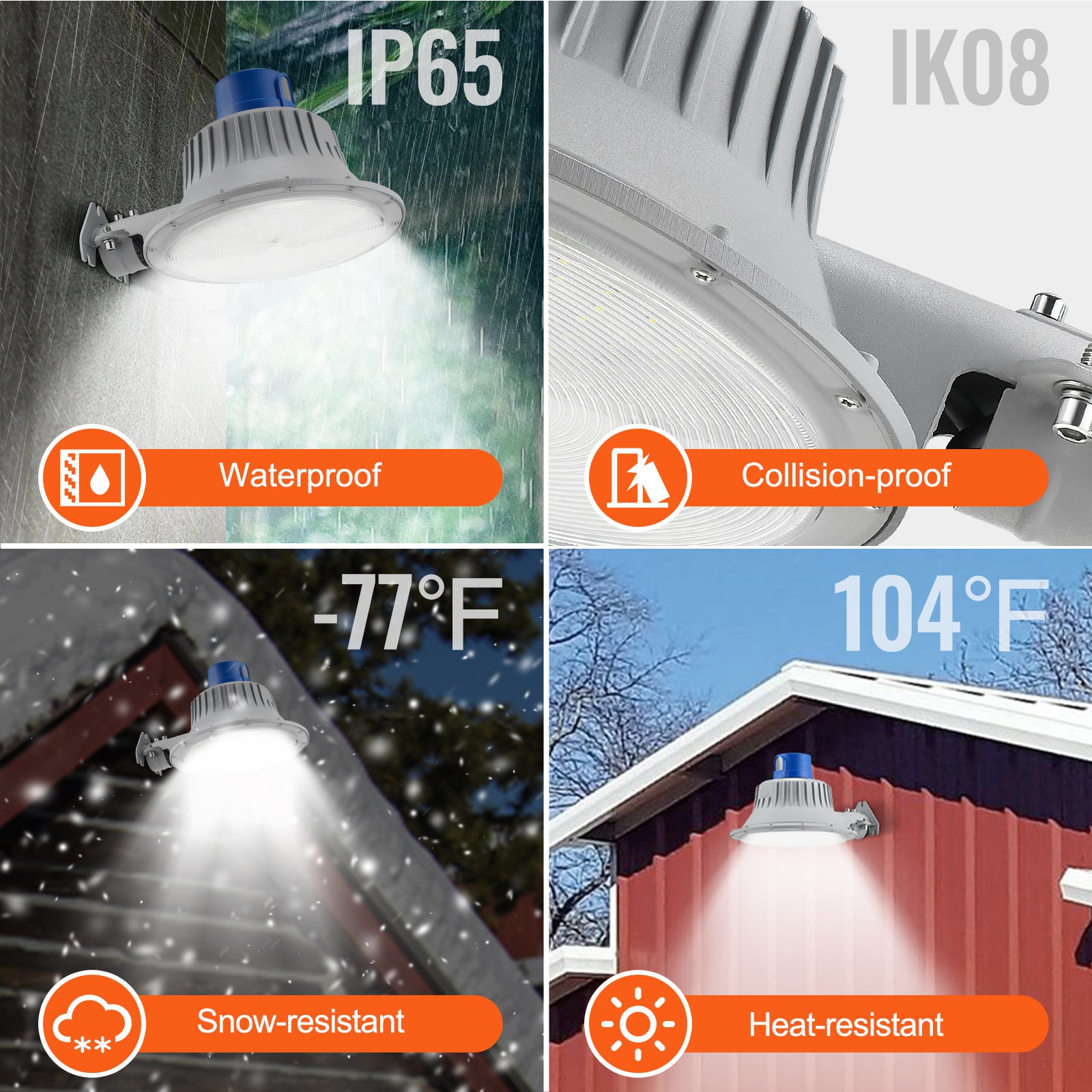 VEVOR LED Barn Light, 50W 5500LM, 6000K Daylight, Dusk-to-Dawn, IP65