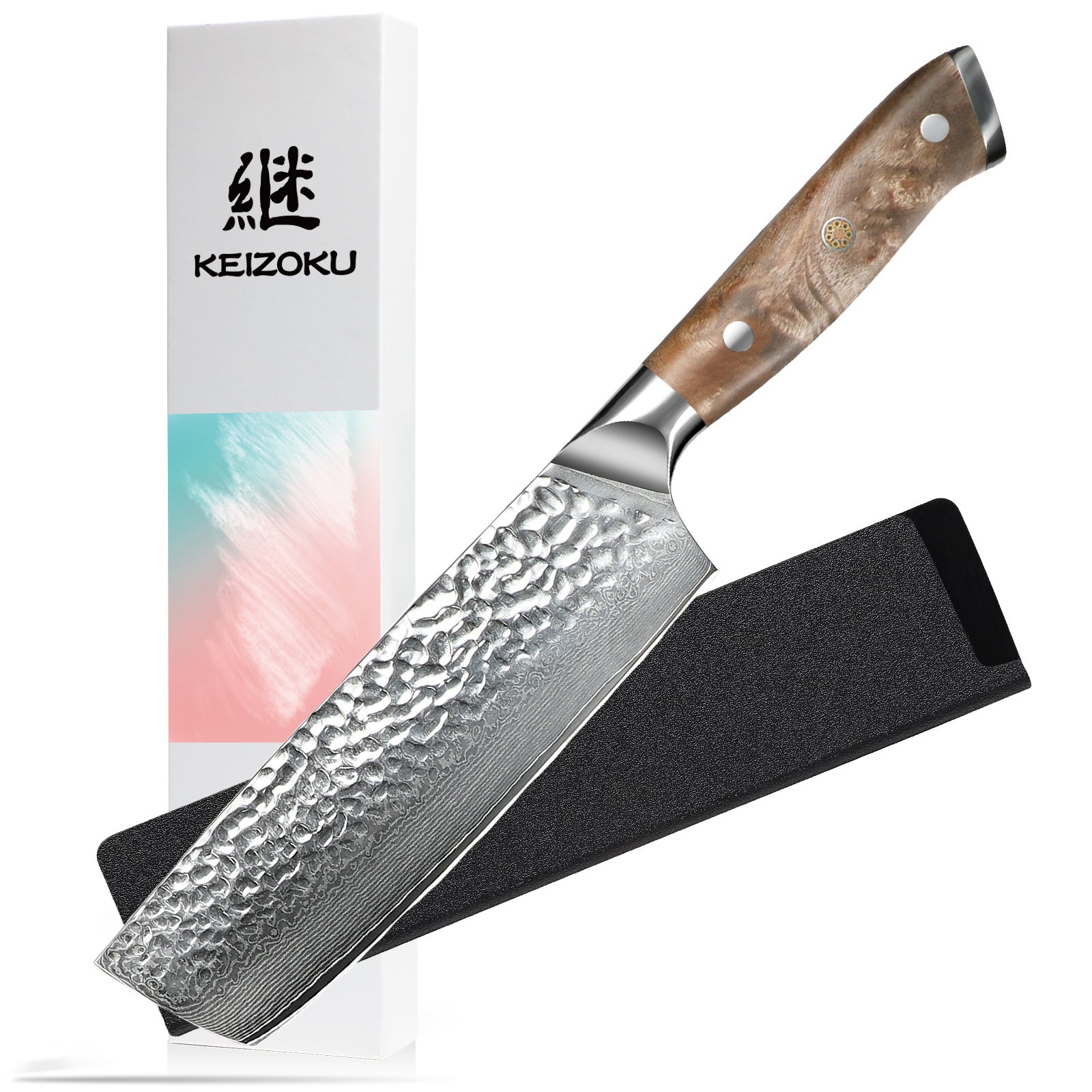 Damascus Chef Knife — 10Cr15MOV Japanese Chef Knife with Full Tang G10 Handle (Sheath & Gift Box)