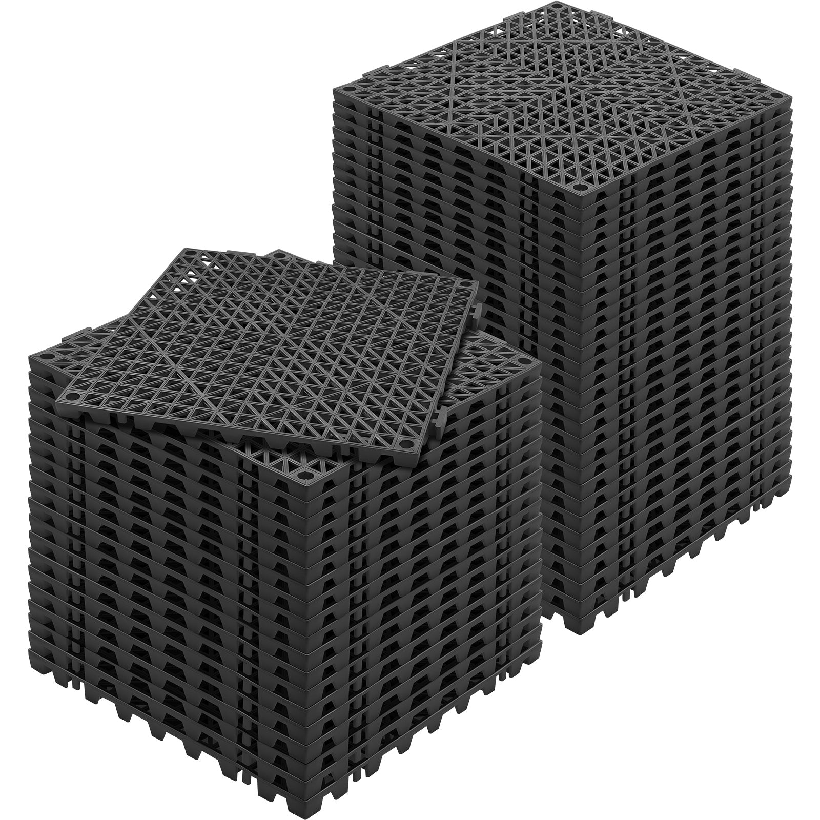 VEVOR Interlocking Tile 50PCS Black, Drainage Tiles Splicing, Soft PVC Interlocking Drainage Floor Tiles, Non-Slip Drainage Holes For Restroom, Bathroom, Kitchen, Pool, Wet Areas