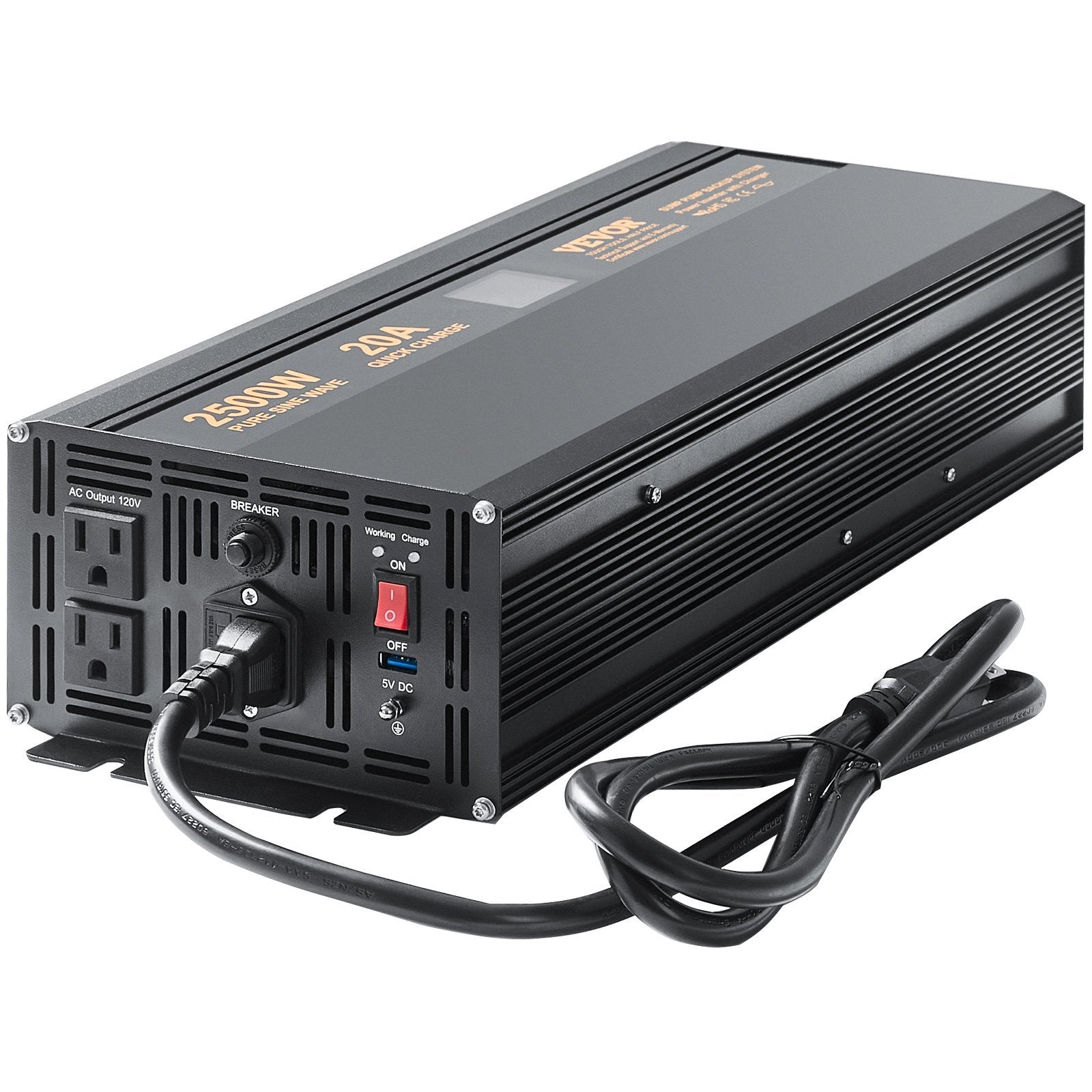 VEVOR 2500W Sump Pump Battery Backup System with LCD & Pure Sine Wave