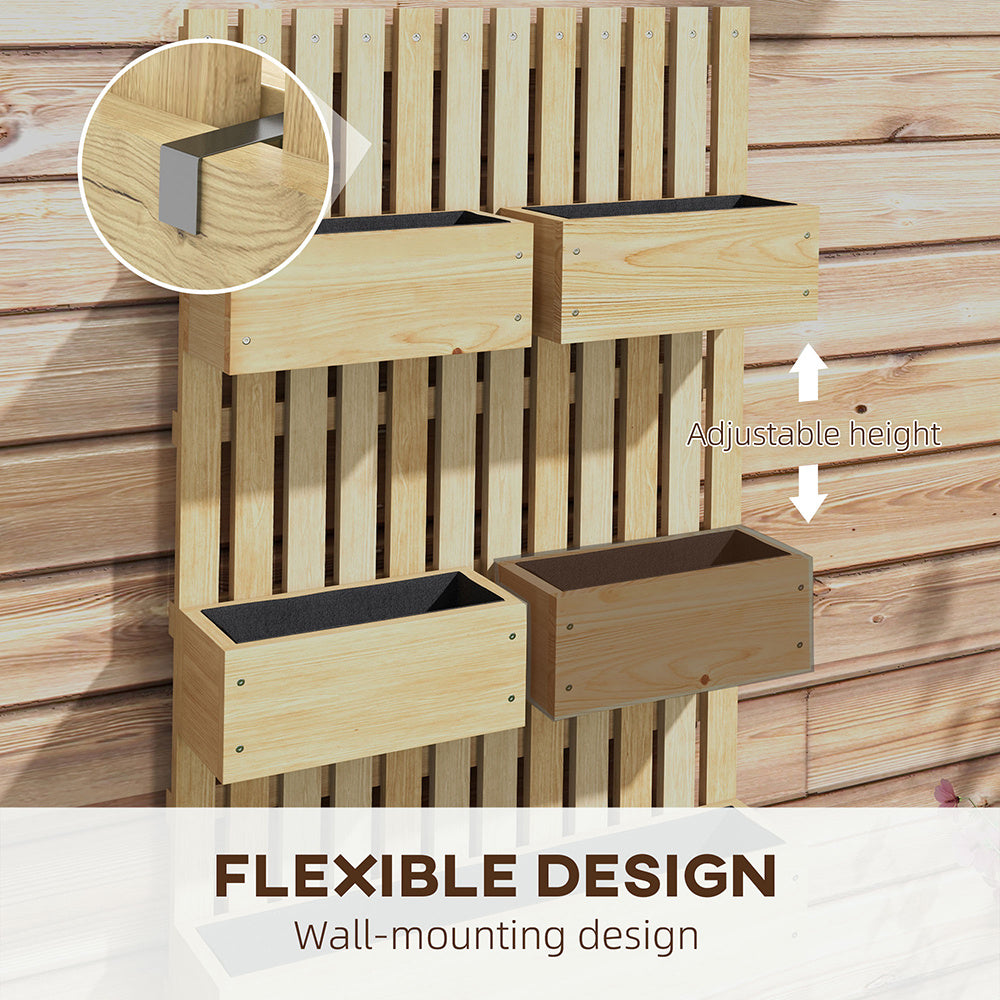 Coocosh Wall Planter Set with Adjustable Height feature, crafted from durable wood, natural finish, ideal for indoor or outdoor spaces, dimensions suited for small plants, showcased in a close-up perspective.