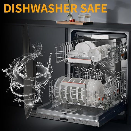 16 Pieces Kitchen Knife Block Set With Cutting Board, German Stainless Steel Knife Set With Sharpener, Dishwasher Safe, Anti-Slip Handle, 6 Steak Knives, Black