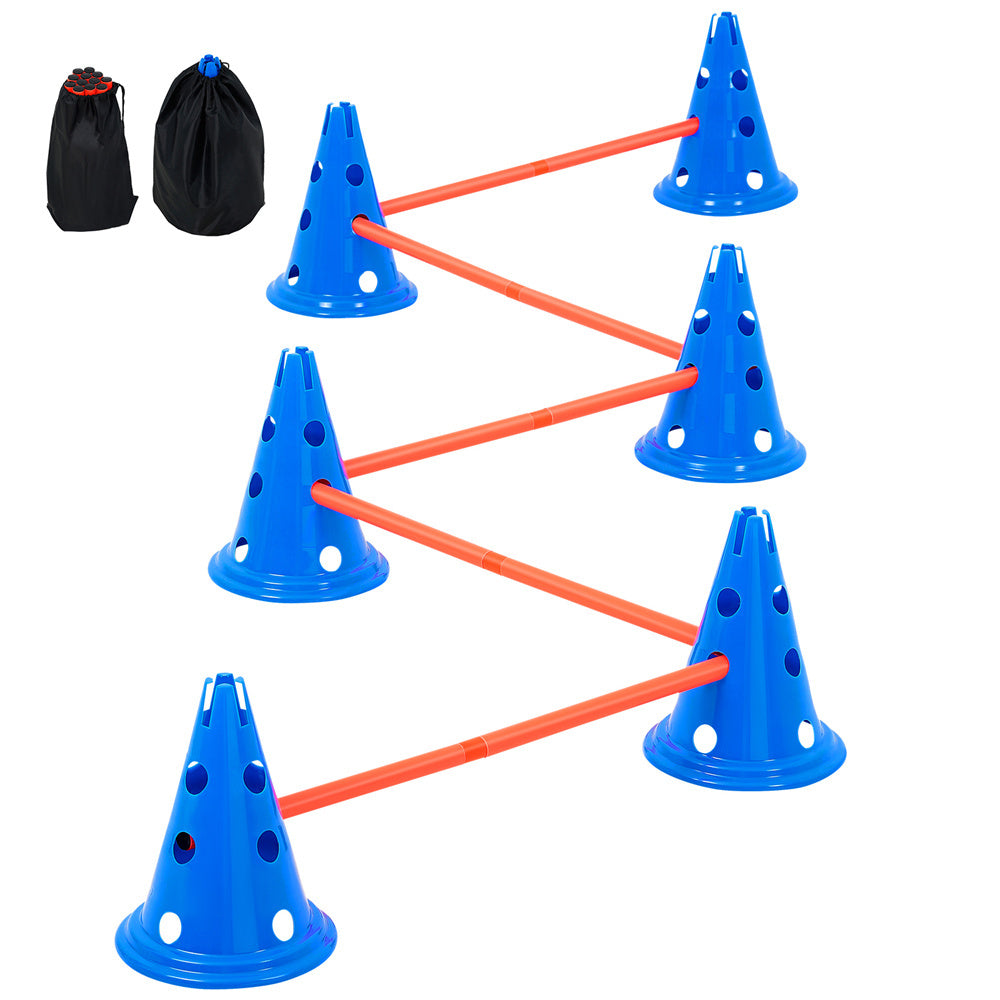 VEVOR Dog Agility Hurdle Cone Set 6 PCS Kit - 12 Cones & 6 Agility Rods with Bag