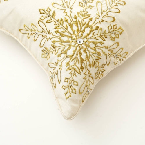 Coocosh throw pillow designed with elegant embroidery and exquisite beadwork, ideal for a stylish living room setting with its white finish and cozy feel.