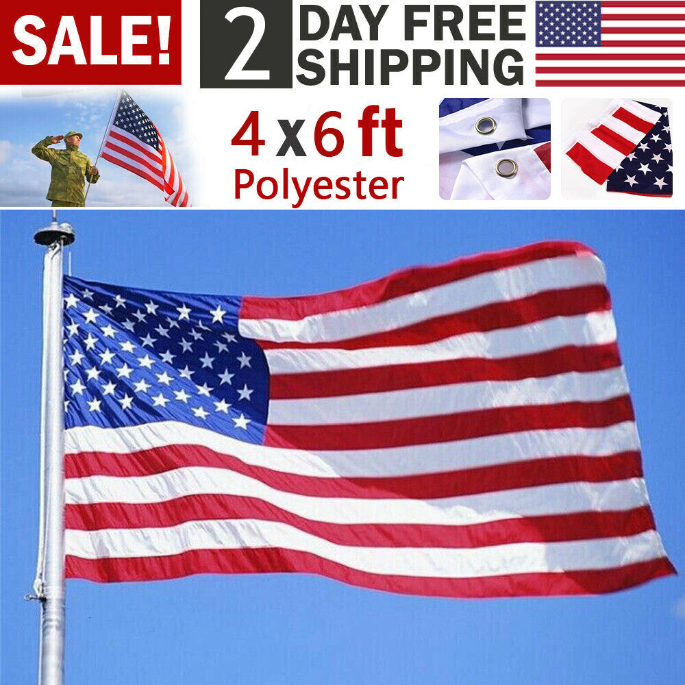 4X6FT Polyester American Flag 120cm x 180cm - USA Flag Outdoor Yard Decor
