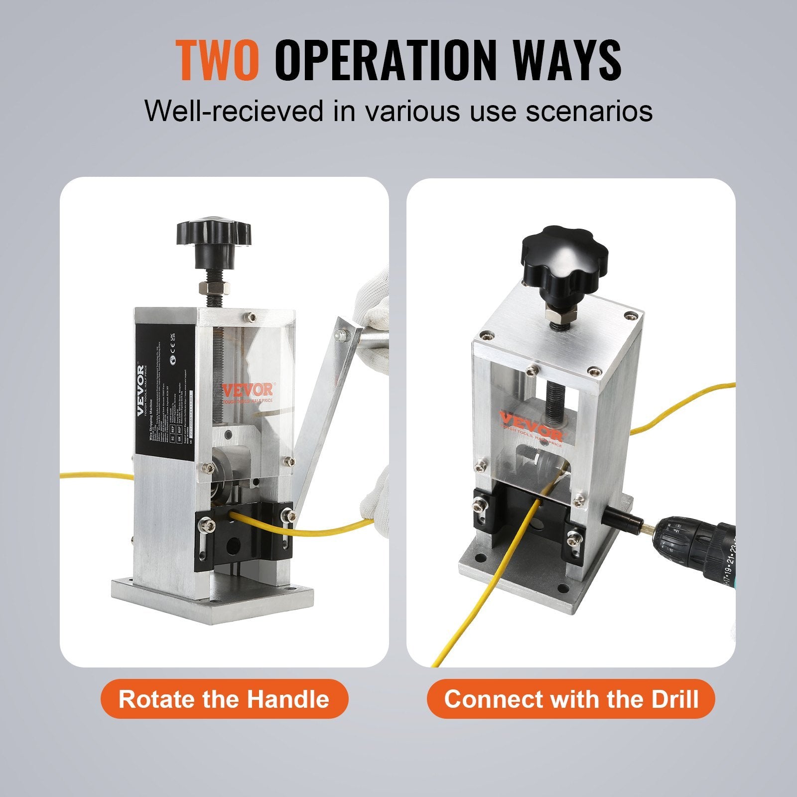 VEVOR Manual Wire Stripping Machine, Copper Stripper — Hand Crank or Drill Powered