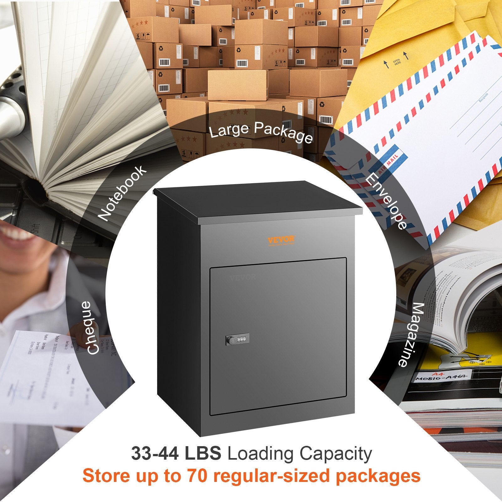 VEVOR Package Delivery Boxes For Outside, Extra Large Mailbox With Coded Lock, Galvanized Steel, Anti-Theft Baffle, IPX3 Waterproof