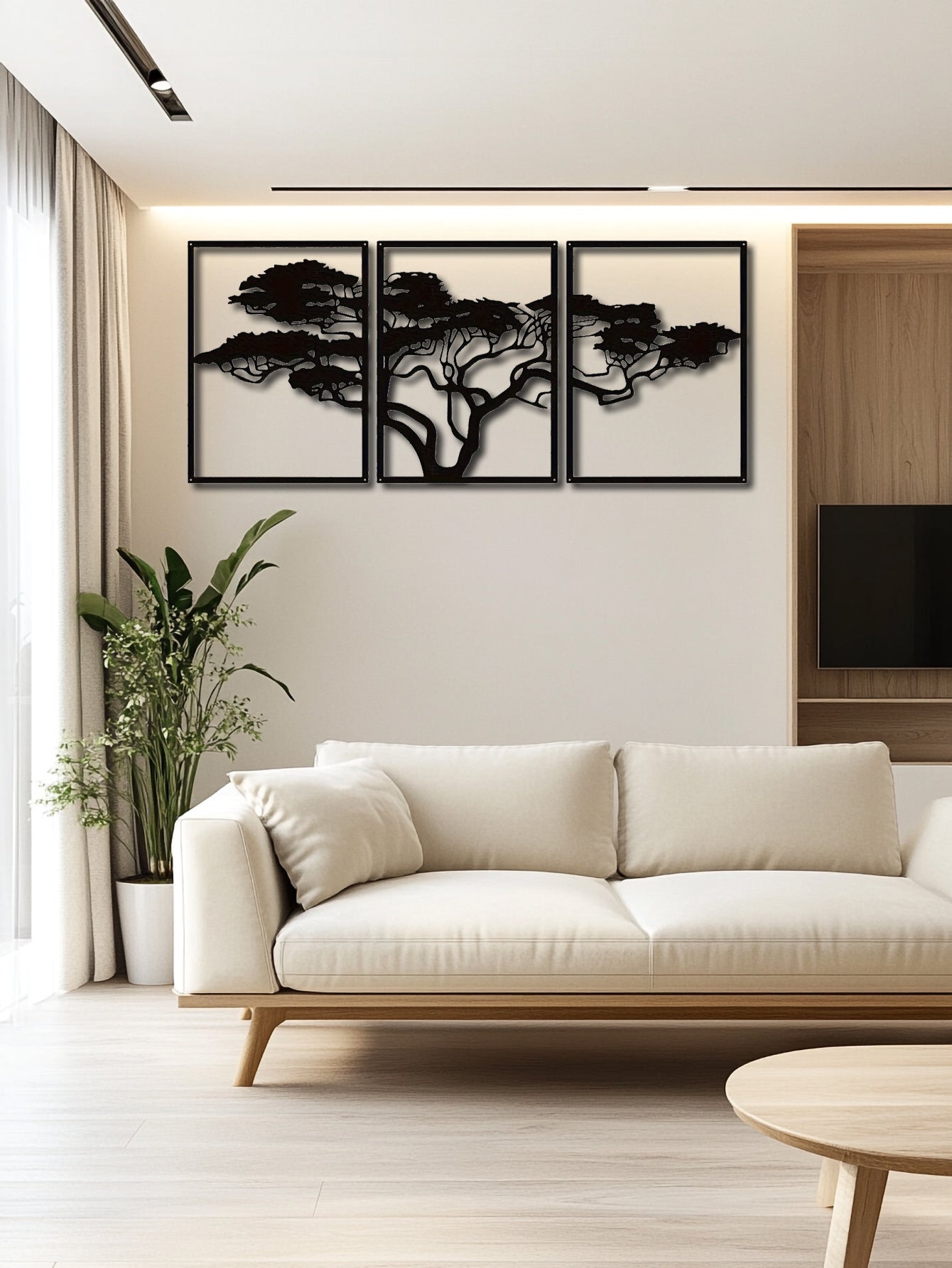 Set Of 3 Black Metal Tree Of Life Wall Arts, Stunning Boho Spiritual Decor