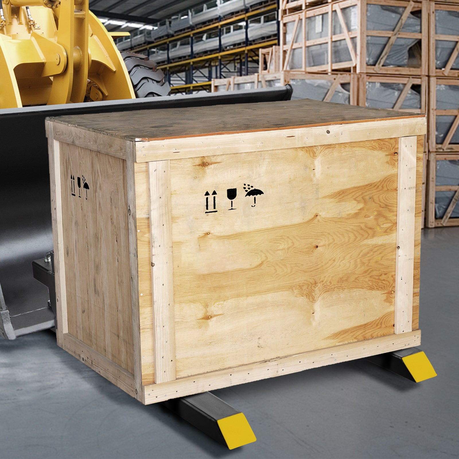 VEVOR 60" Clamp-On Pallet Forks — 4,000 lb Capacity, Adjustable Stabilizer