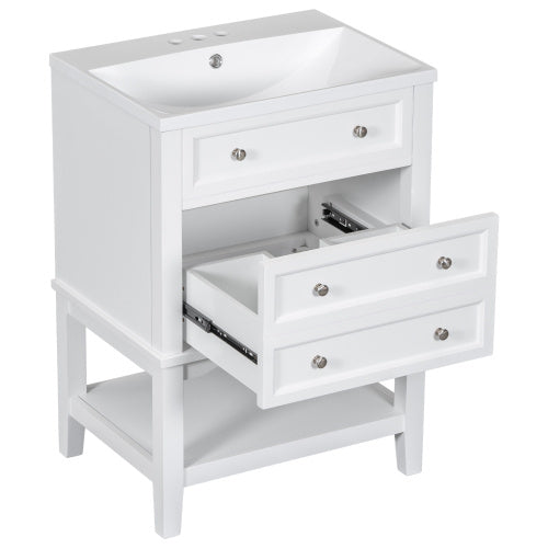 24 Bathroom Vanity With Sink Storage Cydd White - View 9