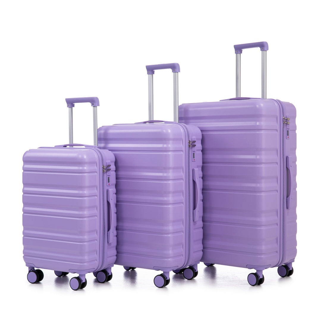 HIFINE TOURIST 3-Piece ABS Spinner Luggage Set – 20/24/28 in, Combination Lock (Blue & Purple)
