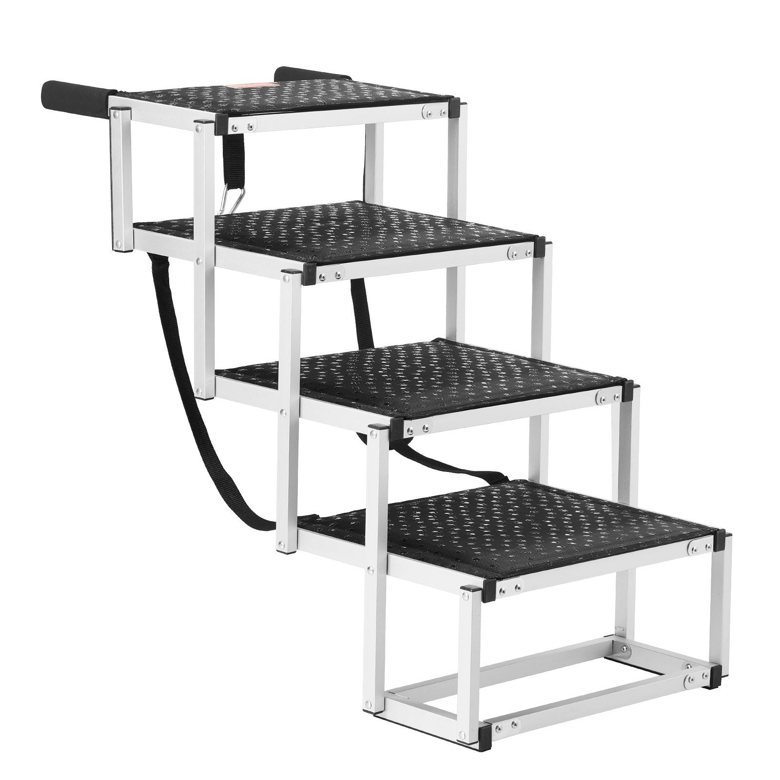 VEVOR Dog Stair For Cars 4-Step Folding Dog Steps Aluminum - Loads Up To 150 Lbs
