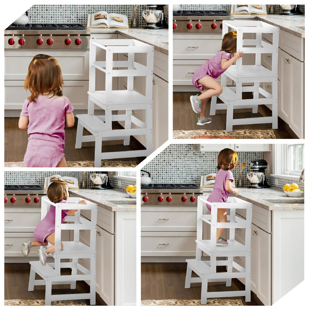 Only Supports Self Pickup - Toddler Step Stool, Wooden Children's Montessori Learning Standing Tower with Safety Rails, Anti-Tipping Structure