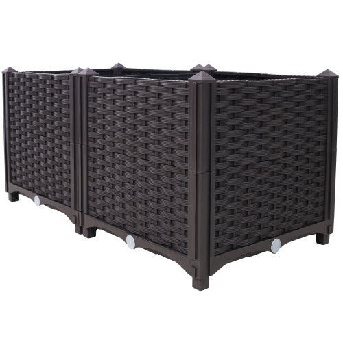 Deep Raised Garden Bed Plastic Planter Boxes For Vegetables Flowers Herbs And Succulents, Self-Watering Planter Box Raised Bed, 31.5" L x 15.7" D x 14.7" H