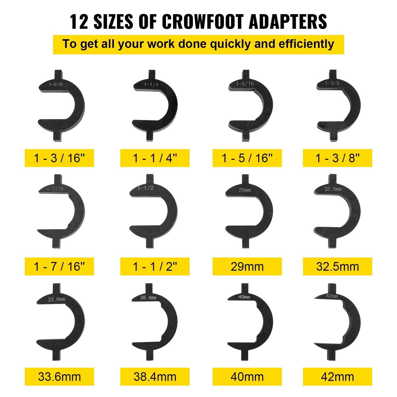 VEVOR Inner Tie Rod Tool Kit, 13 Pcs Crowfoot Adapters - Heavy-Duty Inner Tie Rod Removal Set