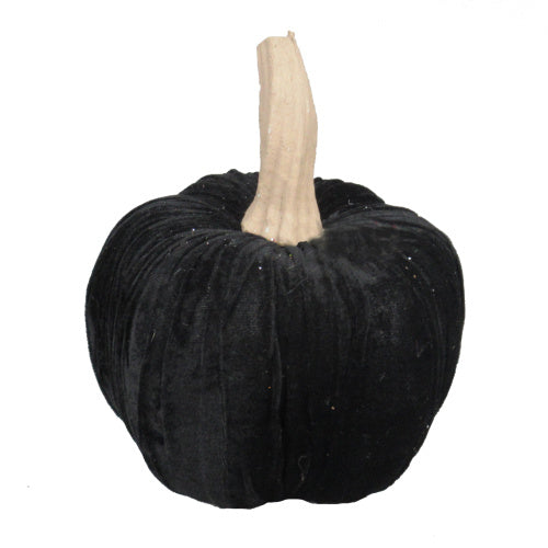9.5" Black Velvet Pumpkin Large, For Holiday Halloween Decor