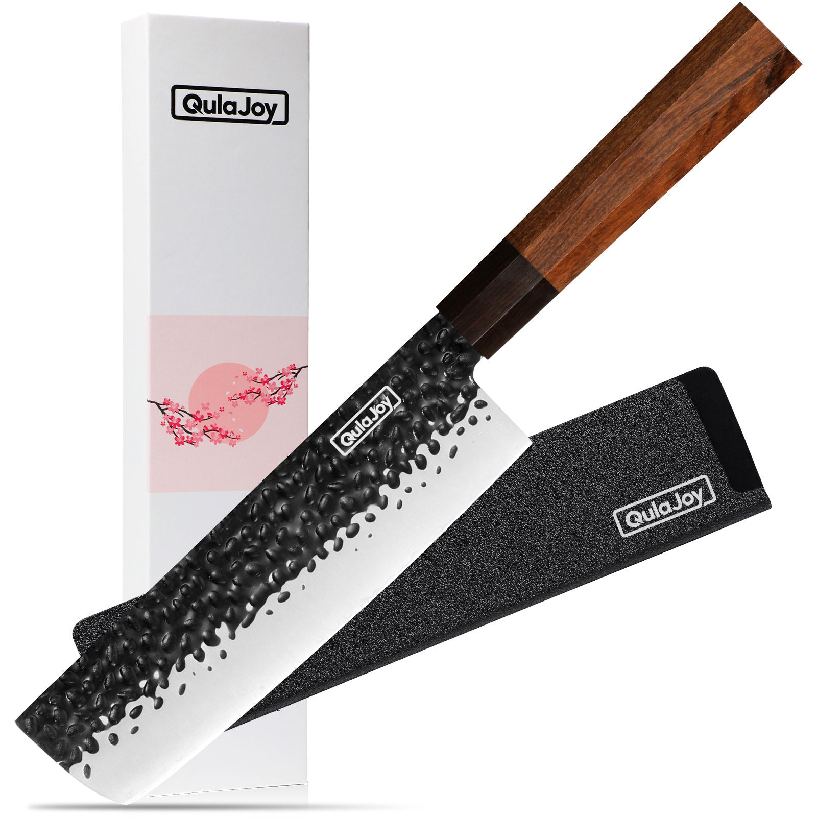 Qulajoy 7 Inch Santoku Knife - 9Cr18MoV Japanese Chef Knife with Octagonal Rosewood Handle