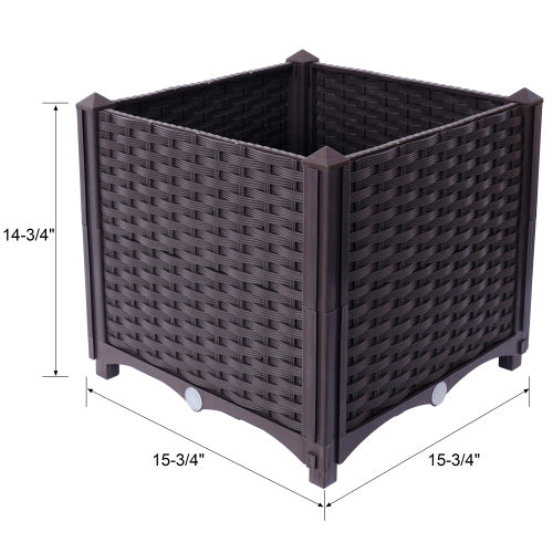 Deep Raised Garden Bed Plastic Planter Boxes For Vegetables Flowers Herbs And Succulents,Self-Watering Planter Box Raised Bed To Grow Flowers, Herbs & Vegetables, 15.7 L X 15.7 D X 14.7 H