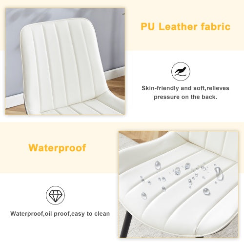 CYDD Extended Seat Cushion PU Dining Chair Set — 4-Pack (Dark Gray & White Splice)