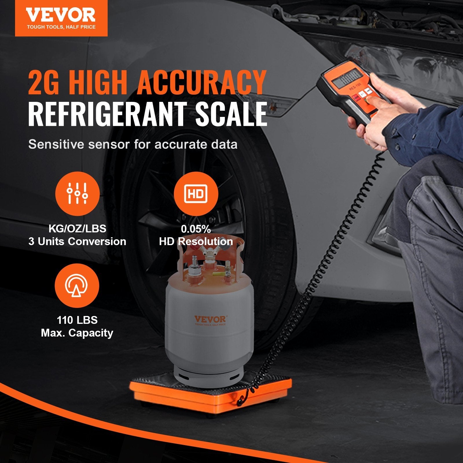VEVOR Refrigerant Scale 110 LBS HVAC Charging Recovery Freon Scale with Wired Remote