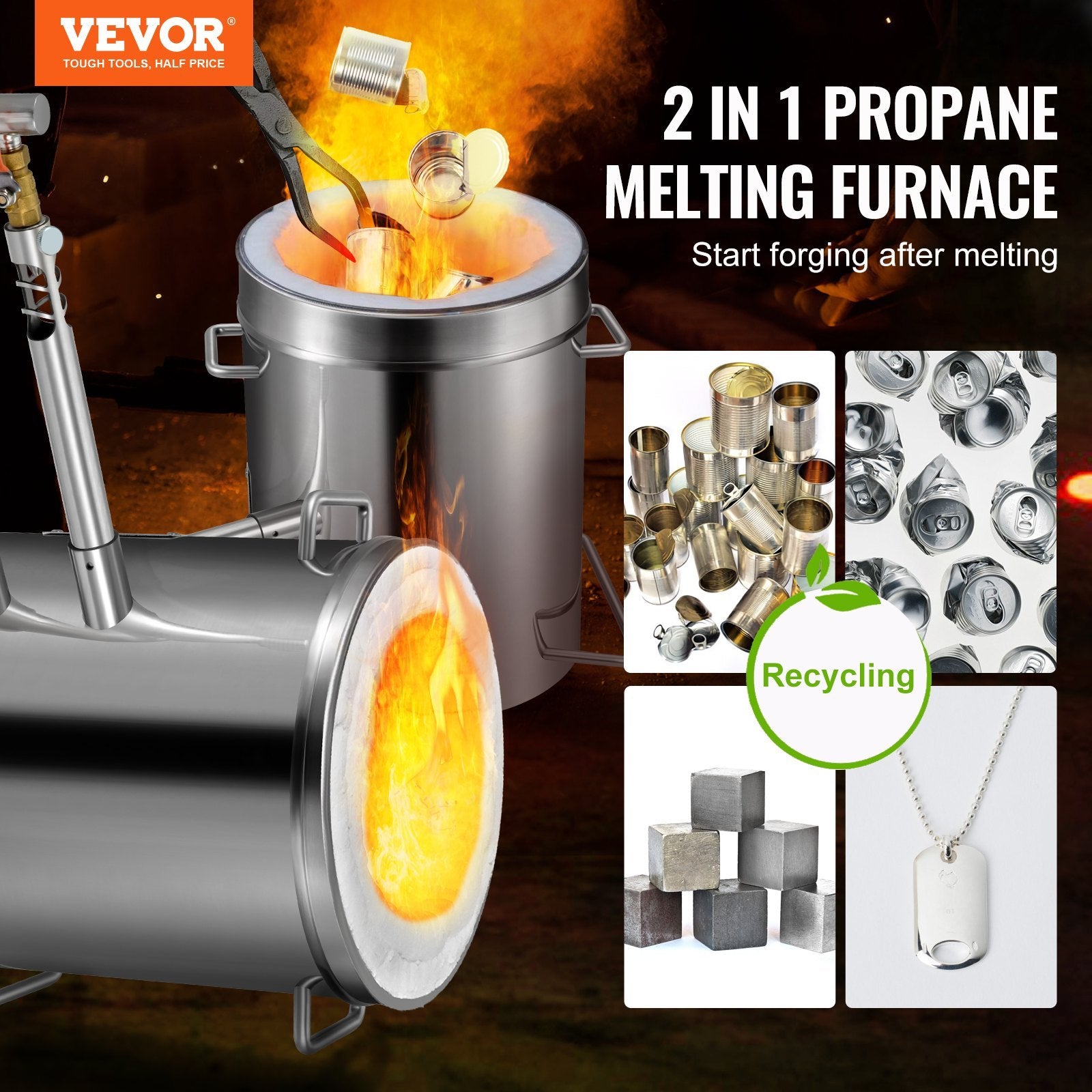 VEVOR 12KG Propane Melting Furnace Kit — 2-Burner Foundry Kiln