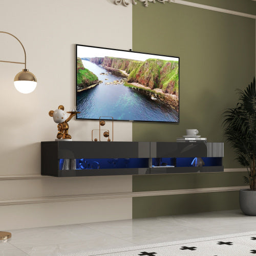 Cydd 180 Wall Mounted Floating 80 Tv Stand Led Charging Station - View 9