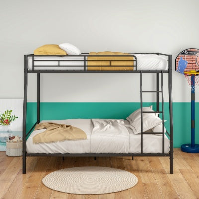 Heavy Duty Metal Bunk Bed Full Over Queen Frame for Adults - Noise Free, No Box Spring