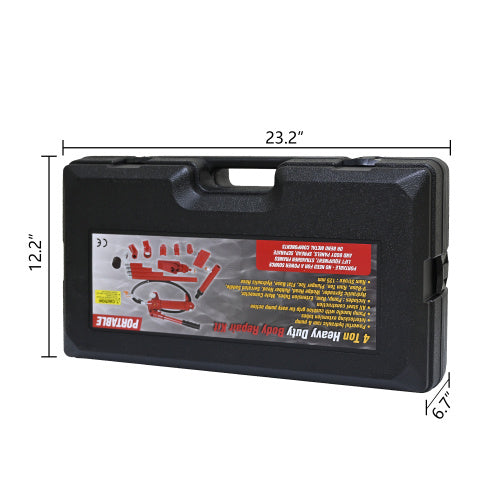 4 Ton (8800 lbs) Porta Power Hydraulic Ram Body & Frame Repair Kit, 17-Pc with Case - Black/Blue