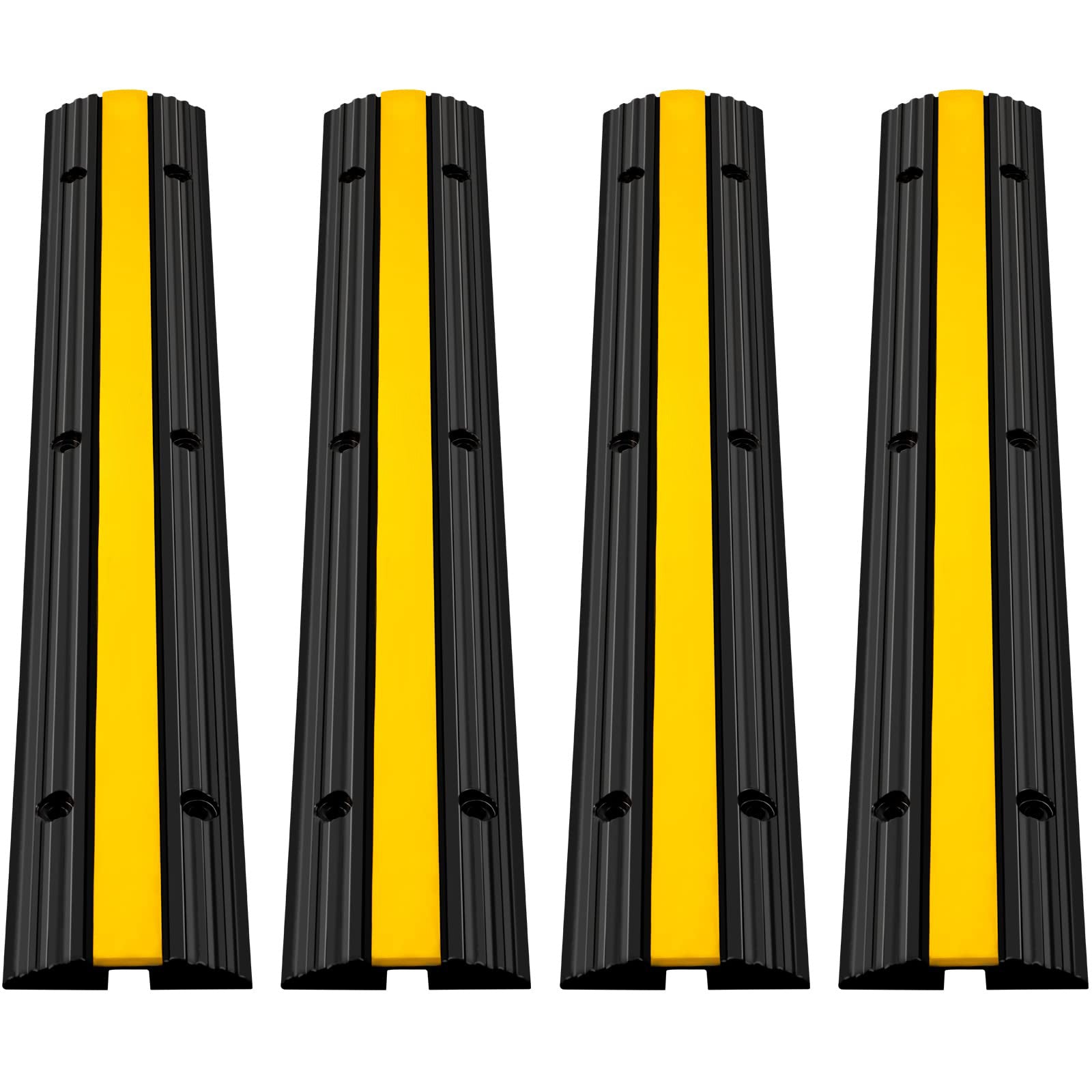VEVOR 1-Channel Rubber Cable Protector Ramp (4 Pack) – Heavy-Duty 22,046 lbs