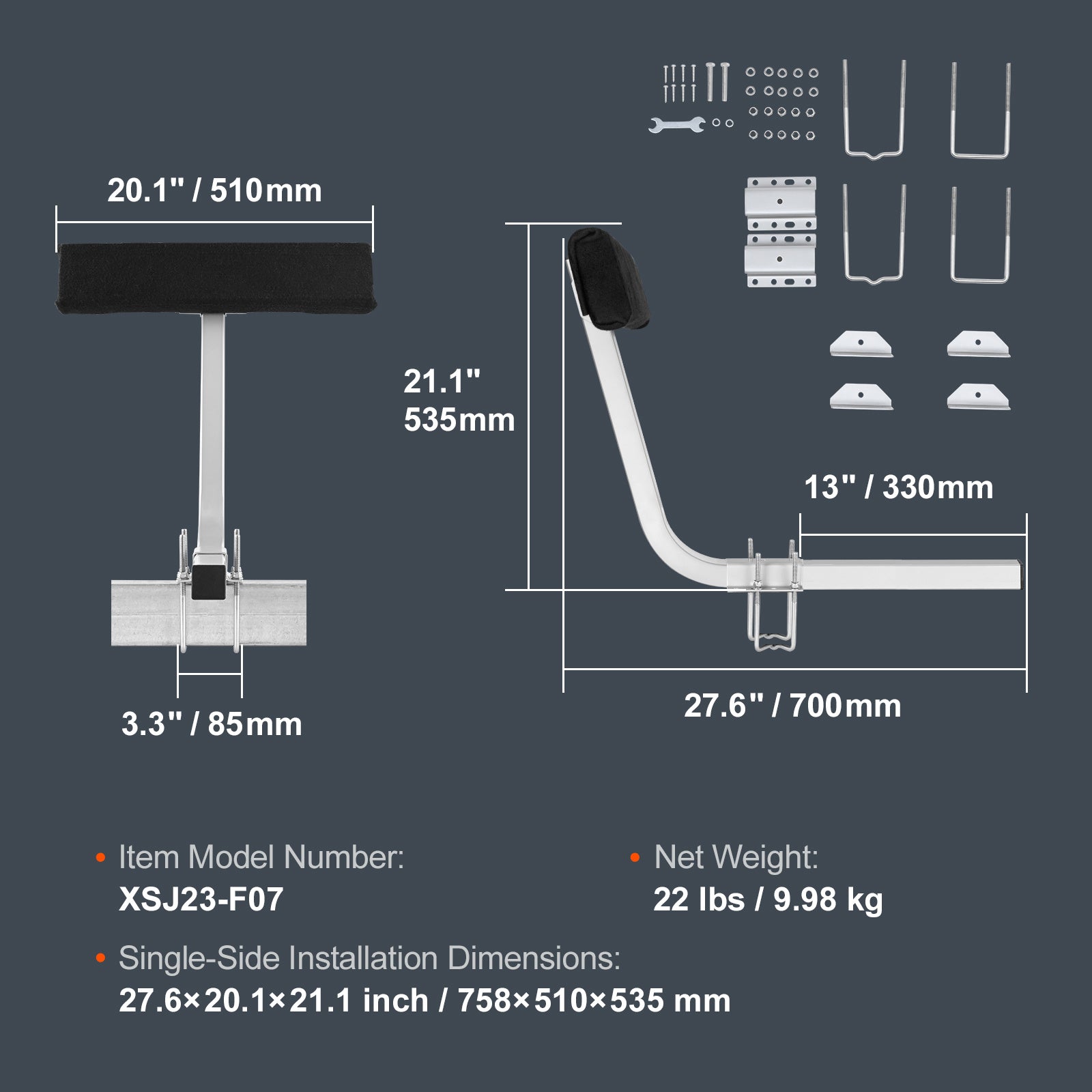 VEVOR Marine Trailer Assistant, Adjustable Bunk Guide-Ons with Steel Support Poles & Roller Guide (Pair)