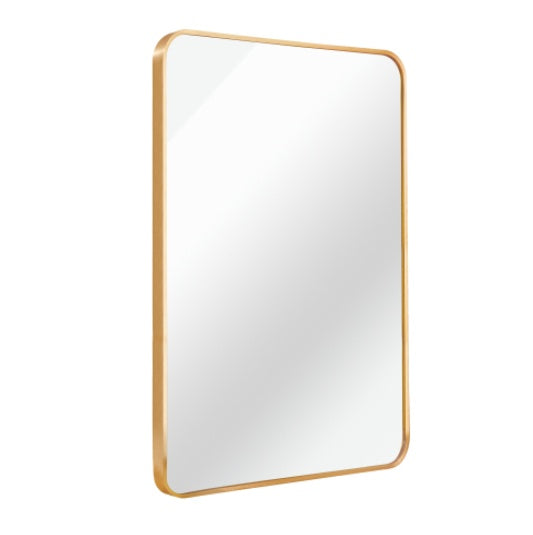 24x32 Inch Gold Metal Framed Rectangular Bathroom Mirror for Wall