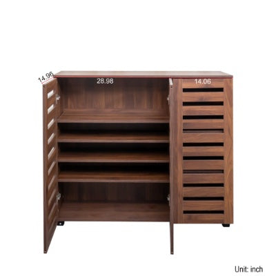 Shoe Cabinet, 5-Tier Wooden Shoe Storage Cabinet with Adjustable Shelves - Walnut