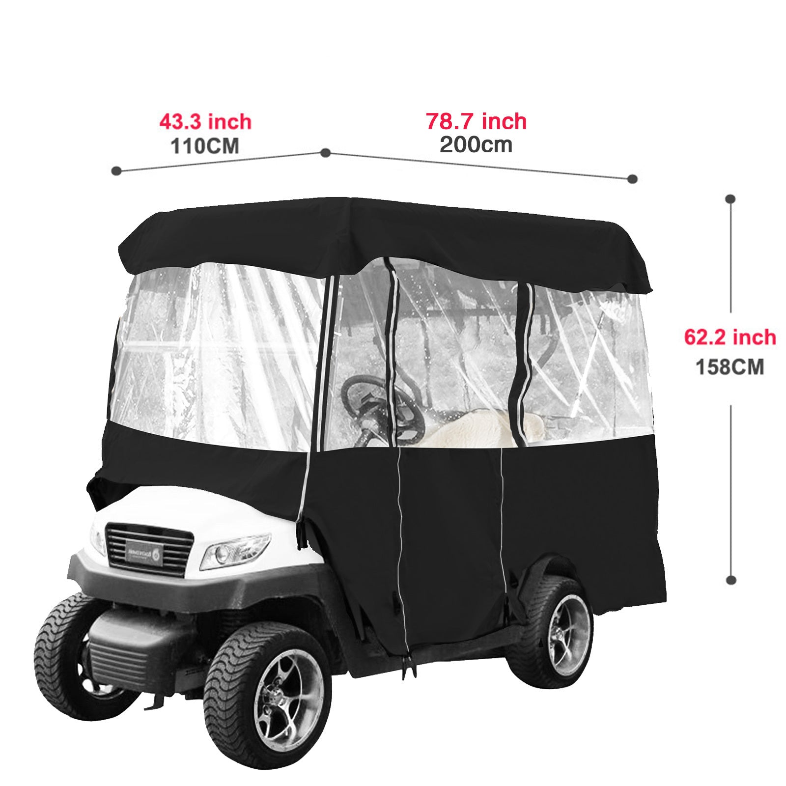VEVOR Golf Cart Enclosure, 4Person Golf Cart Cover, 4Sided Fairway Deluxe, 300D Waterproof Driving Enclosure With Transparent Windows