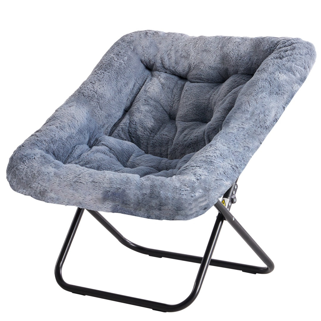 Comfy Faux Fur Folding Lounge Chair for Adults – Large Foldable
