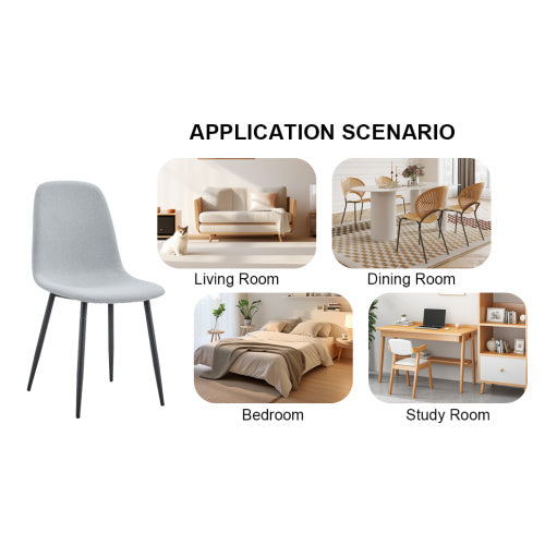 Comfortable Linen-Cotton Dining Chair Set — 6 Pieces, Light Gray